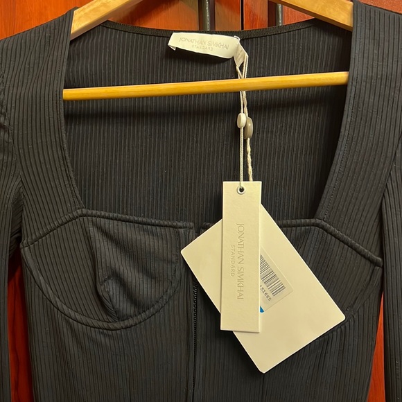 Jonathan Simkhai Standard Black Stretch Mini Dress Half Zip - Picture 4 of 7